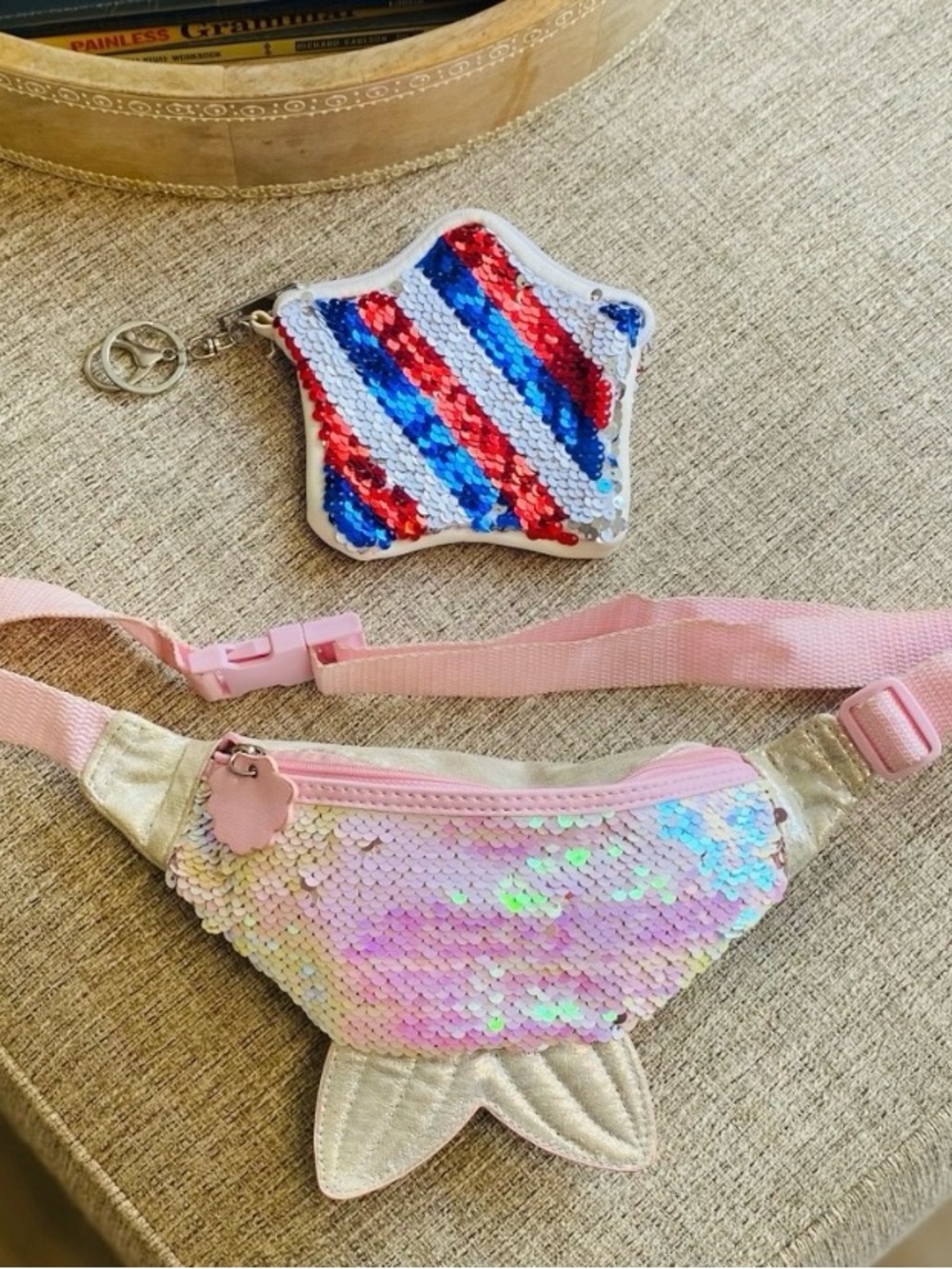 Kids Sequin Mermaid Fanny Pack & Star Coin Pouch Bundle